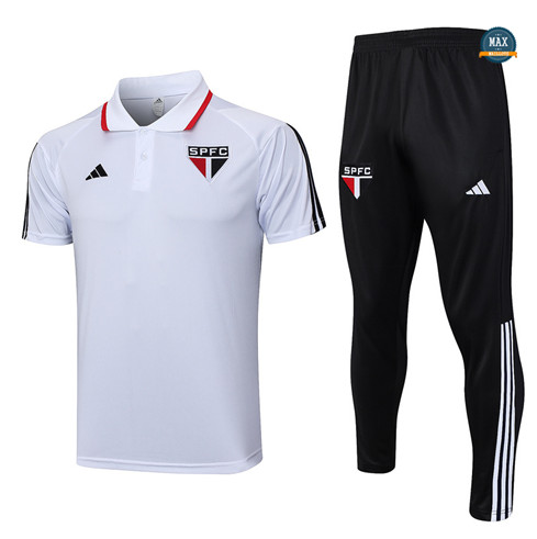 Achetez Max Maillot Sao Paulo Polo + Pantalon 2023/24 Training Blanc pas cher