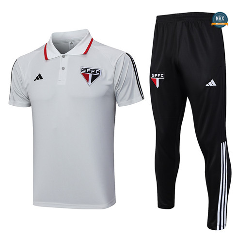 Nouveau Max Maillot Sao Paulo Polo + Pantalon 2023/24 Training Gris flocage