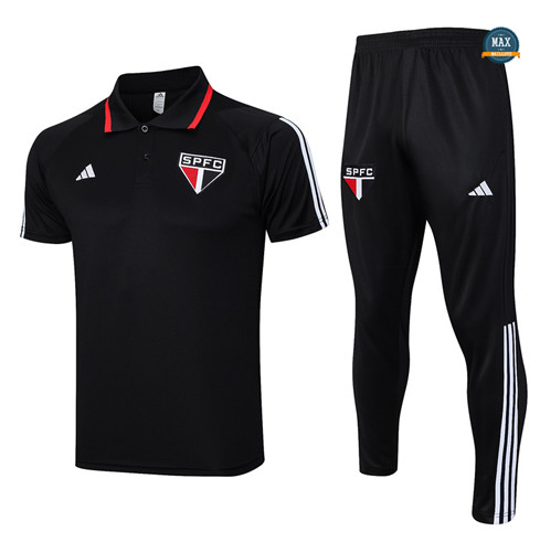 Soldes Max Maillot Sao Paulo Polo + Pantalon 2023/24 Training Noir grossiste