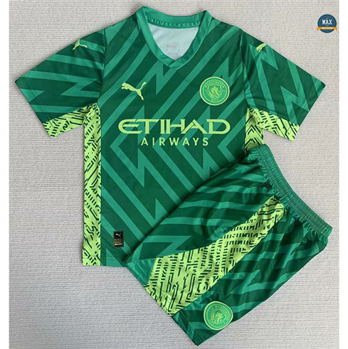 Soldes Max Maillots Foot Manchester City Enfant Gardien de but Vert 2023/24