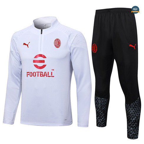 Soldes Max Maillots Survetement AC Milan 2023/24 Blanc