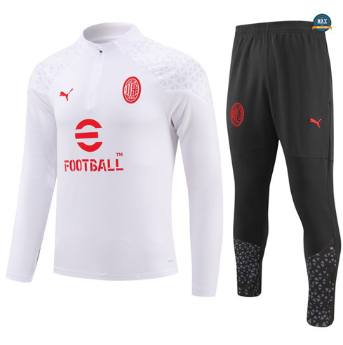 Soldes Max Maillot Survetement AC Milan 2023/24 Blanc