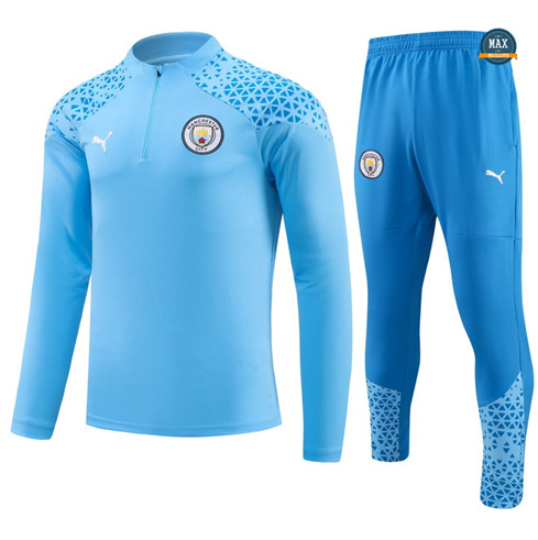 Soldes Max Maillot Survetement Enfant Manchester City 2023/24 Bleu