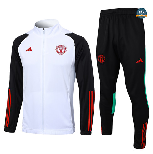 Créer Max Maillot Veste Survetement Enfant Manchester United 2023/24 Blanc