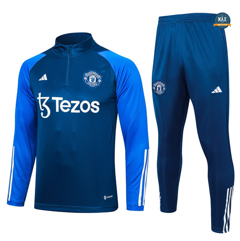 Nouveaux Max Maillot Survetement Enfant Manchester United 2023/24 Bleu marine