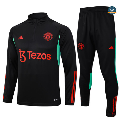 Soldes Max Maillots Survetement Enfant Manchester United 2023/24 Noir