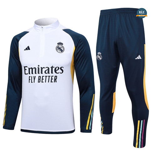 Soldes Max Maillot Survetement Enfant Real Madrid 2023/24 Blanc