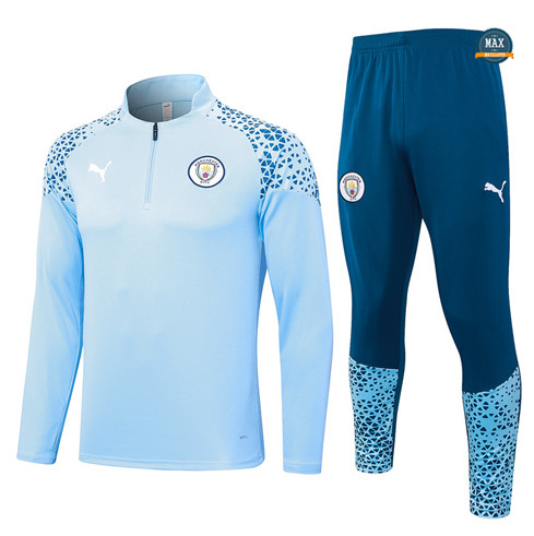 Soldes Max Maillot Survetement Manchester City 2023/24 Bleu Ciel