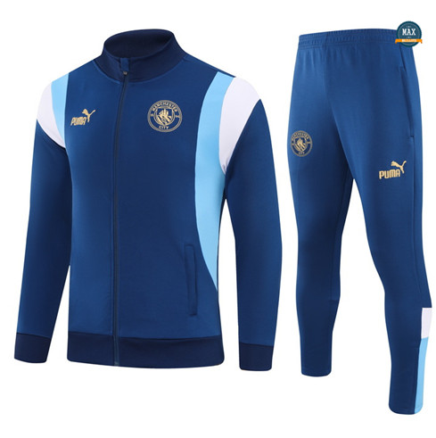 Marque Max Maillot Veste Survetement Manchester City 2023/24 Bleu Foncé