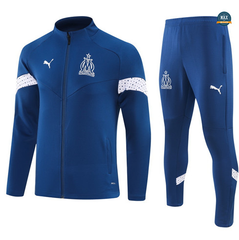 Soldes Max Maillot Veste Survetement Olympique Marseille 2023/24 Bleu Foncé