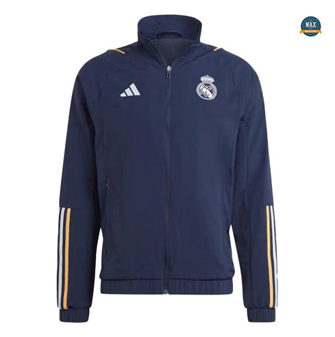 Nouveaux Max Maillot Veste Coupe vent Real Madrid 2023/24 Bleu Foncé