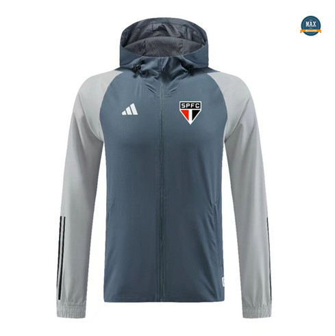 Nouveaux Max Maillot Veste Coupe vent Sao Paulo 2023/24 Bleu/Gris