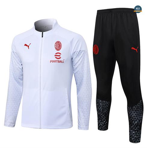 Soldes Max Maillots Veste Survetement AC Milan 2024/25 Blanc