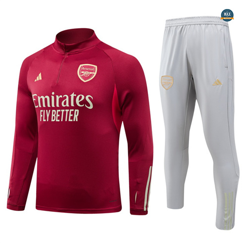 Soldes Max Maillots Survetement Arsenal 2024/25 rouge bordeaux