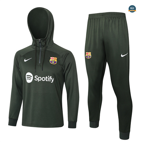 Acheter Max Maillot Survetement Barcelone à capuche 2024/25 vert foncé