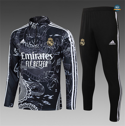 Soldes Max Maillots Survetement Enfant Real Madrid 2024/25 noir