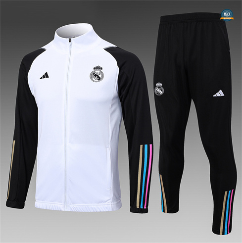 Créer Max Maillots Veste Survetement Enfant Real Madrid 2024/25 Blanc