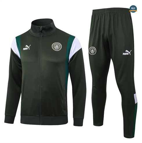 Créer Max Maillots Veste Survetement Manchester City 2024/25 vert foncé