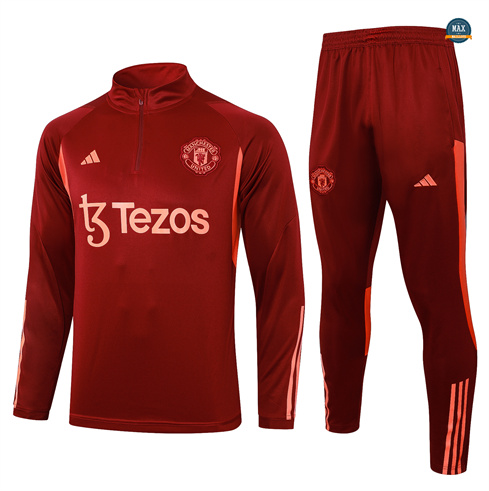 Nouveaux Max Maillots Survetement Manchester United 2024/25 rouge bordeaux