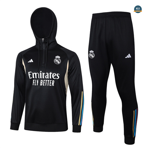 Nouveaux Max Maillots Survetement Real Madrid à capuche 2024/25 noir