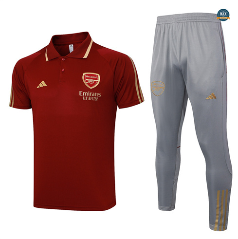 Soldes Max Maillot Arsenal polo + Pantalon Training 2024/25 rouge bordeaux