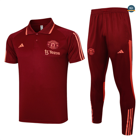 Achetez Max Maillot Manchester United polo + Pantalon Training 2024/25 rouge