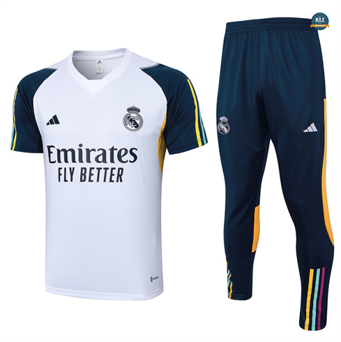 Soldes Max Maillot Real Madrid polo + Pantalon Training 2024/25 Blanc