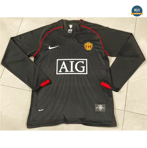 Max Maillot Retro 2007-08 Manchester United Manche Longue Noir