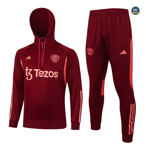 Flocage Max Survetement à capuche Manchester United 2024/25 rouge bordeaux pas cher fiable
