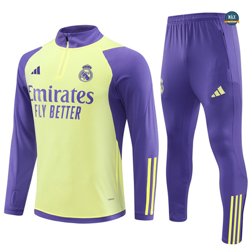 Flocage Max Survetement Real Madrid 2024/25 jaune clair pas cher fiable