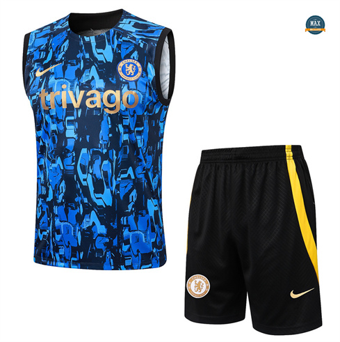 Soldes Max Maillot Chelsea Debardeur 2024/25 Training bleu pas cher fiable