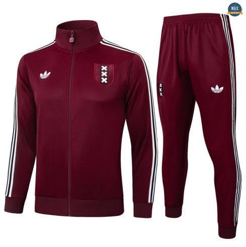 Maxmaillots Veste Survetement Ajax 2025/26 Rouge/Blanc Pas Chere