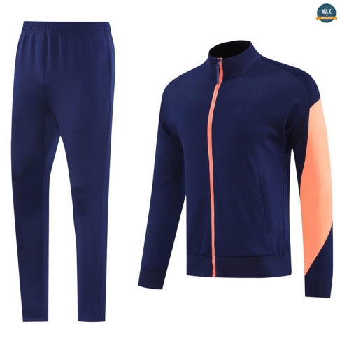 Maxmaillots Veste Survetement Barcelone 2025/26 Bleu Marine/Orange Pas Cher