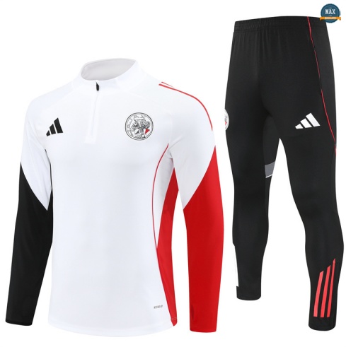Maxmaillots Survetement Enfant Ajax 2025/26 Blanc/Noir/Rouge Pas chèr