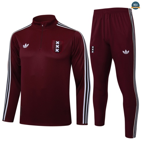 Maxmaillots Survetement Enfant Ajax 2025/26 Rouge/Blanc Pas Chere