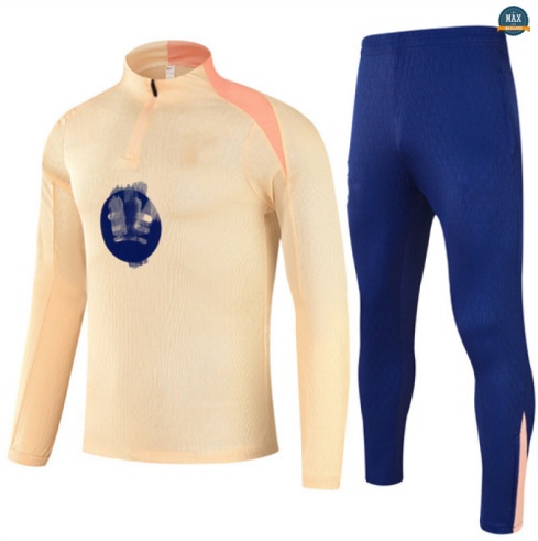 Maxmaillots Survetement Enfant Barcelone 2025/26 Jaune/Bleu Marine Pas Cher