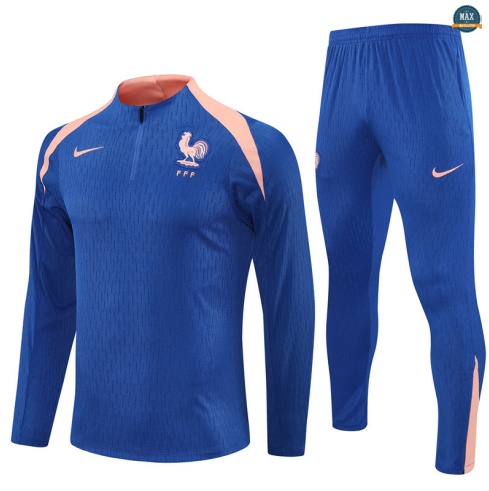Maxmaillots Survetement Enfant France Enfant 2025/26 Bleu/Rose Pas Chere