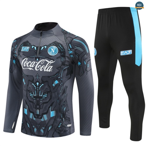 Maxmaillots Survetement Enfant Naples 2025/26 Gris foncé/Noir discout