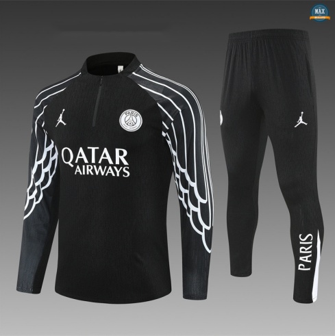 Maxmaillots Survetement Enfant PSG 2025/26 Noir/Blanc/欧冠版 discout