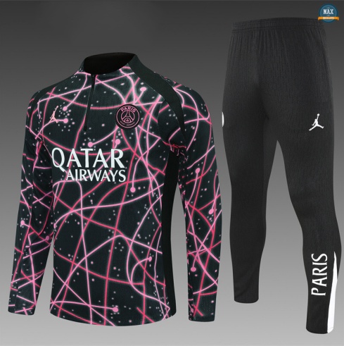 Maxmaillots Survetement Enfant PSG 2025/26 Noir/Rose personnalisé
