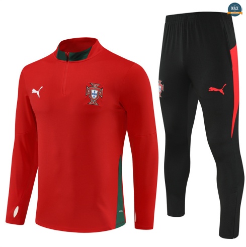 Maxmaillots Survetement Enfant Portugal 2025/26 Rouge/Noir personnalisé