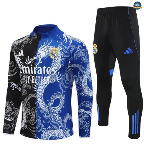 Maxmaillots Survetement Enfant Real Madrid 2025/26 Noir/Bleu Pas chèr