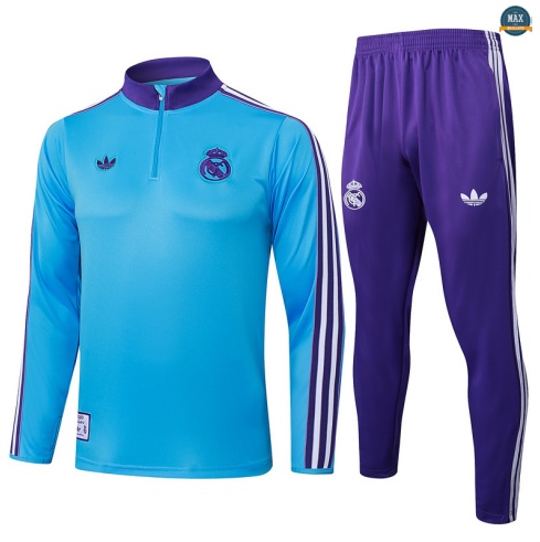 Maxmaillots Survetement Enfant Real Madrid 2025/26 Bleu Clair/Violet/Blanc Pas Chere