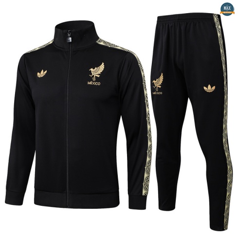 Maxmaillots Veste Survetement Mexique 2025/26 Noir/Jaune Pas Chere