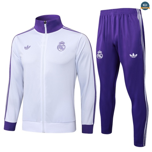 Maxmaillots Veste Survetement Real Madrid 2025/26 Blanc/Violet personnalisé