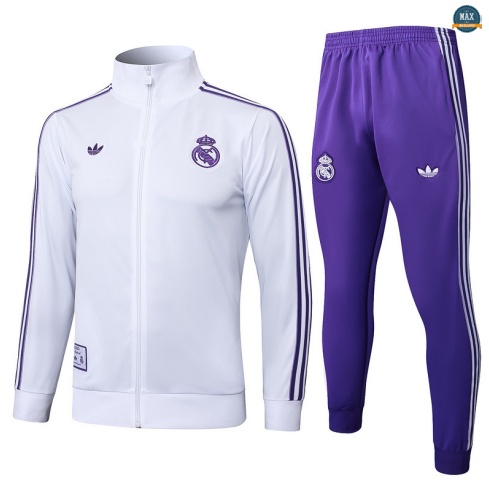 Maxmaillots Veste Survetement Real Madrid 2025/26 Blanc/Violet Pas Cher