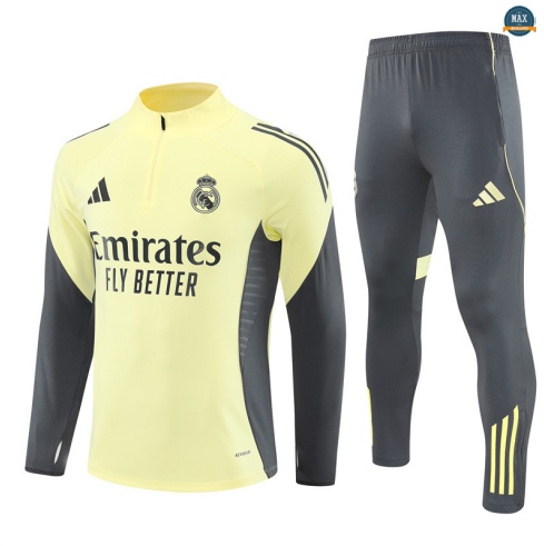Maxmaillots Survetement Real Madrid 2025/26 Jaune/Gris Pas Chere