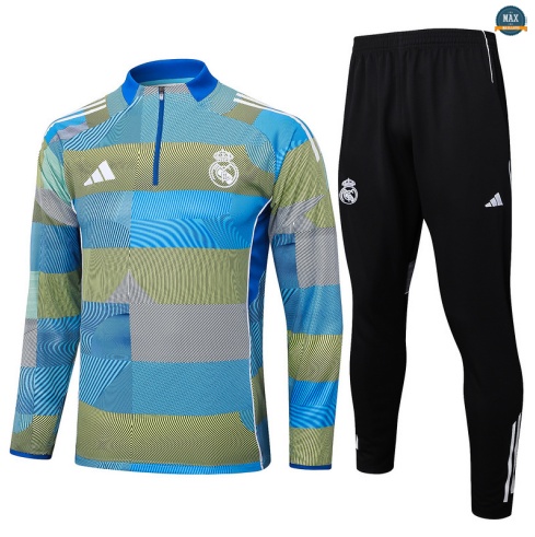 Maxmaillots Survetement Real Madrid 2025/26 Bleu/Vert/Noir/Blanc Pas chèr