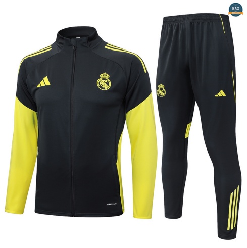 Maxmaillots Veste Survetement Real Madrid 2025/26 Gris foncé/Jaune discout