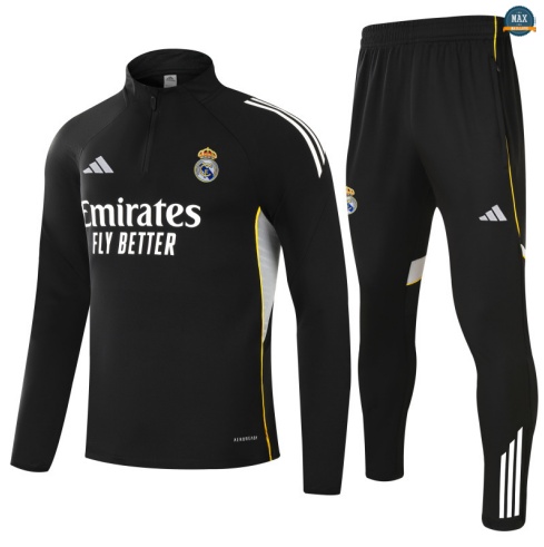 Maxmaillots Survetement Real Madrid 2025/26 Noir/Blanc/Jaune Pas chèr
